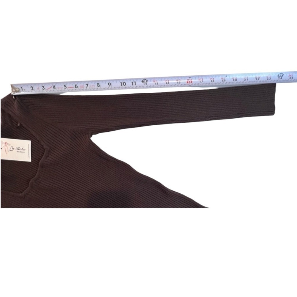 LUCY PARIS Calais Knit Sweater, Fitted, Long Sleeve, Color Brown, Size‎ Large - Picture 7 of 12